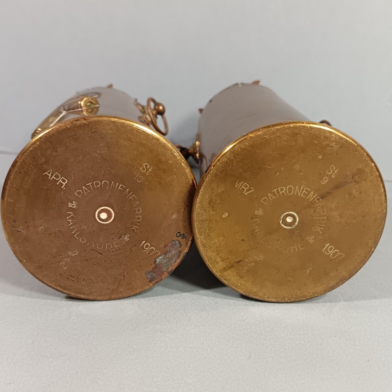 PAIRE DE DOUILLES ALLEMANDE SOUVENIR DE LA GRANDE GUERRE 1914 1918 ARTISANAT DE TRANCHEES BALLES DE MAUSER